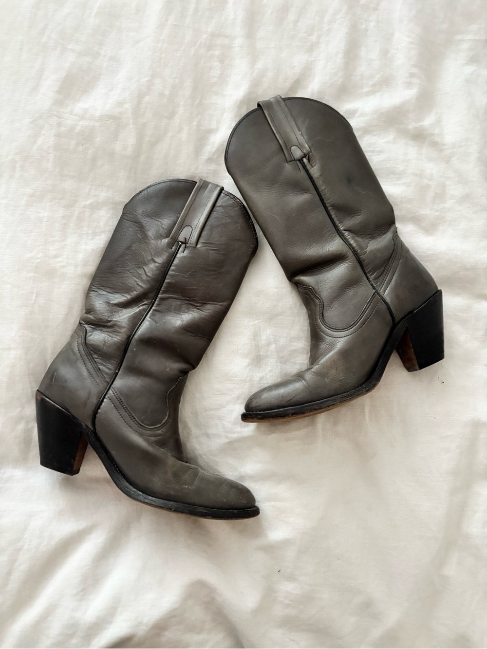 Vintage Frye Sage Grey Leather Western Cowboy Boots USA - Picture 2 of 4